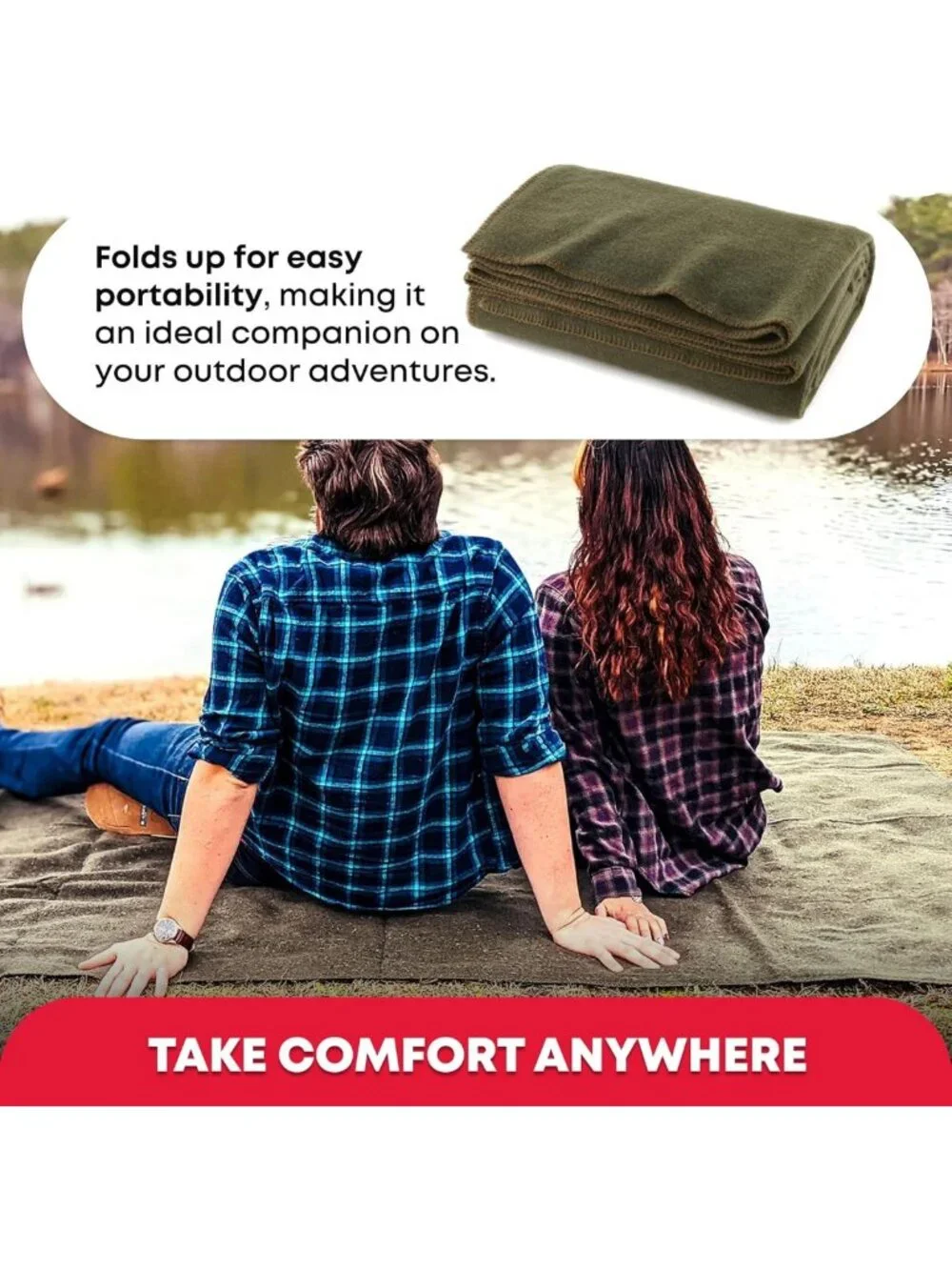Warm Olive Drab Green Fire Retardant Blanket, 66